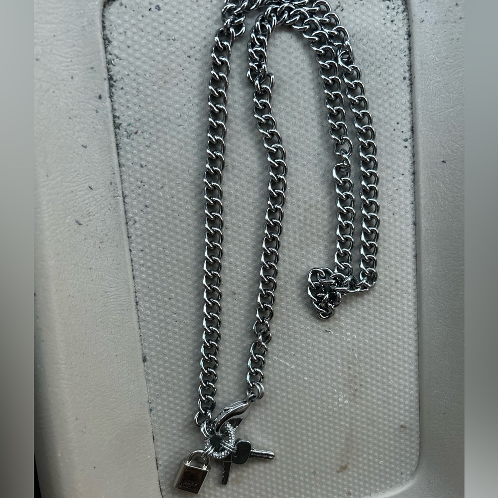 Juicy Couture Silver Necklace with Key and Lock Charms